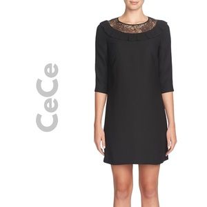 NWT CeCe Cleo lace neck shift dress size 8 fits like 6 frill ruffle collar